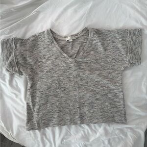 Anthropologie Gray V-Neck Knit Top